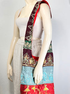 Red Sari Patchwork Crossbody Bag