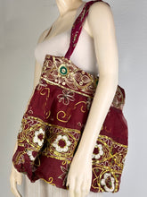 Load image into Gallery viewer, Burgundy Sequin Sari Purse
