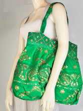 Load image into Gallery viewer, Green Sequin Sari Purse
