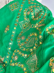 Green Sequin Sari Purse