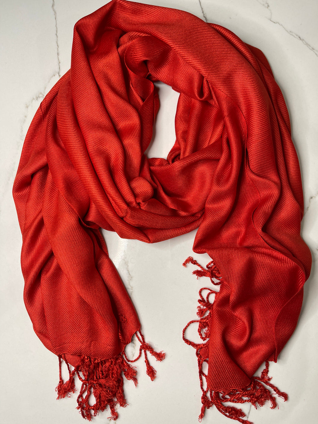 Solid Red Pashmina Scarf