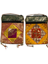 Load image into Gallery viewer, Dark Green Triple Square Sari Bag
