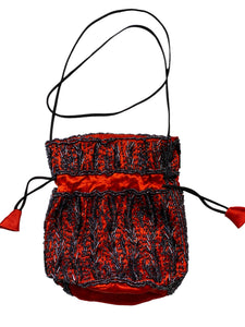 Red Embroidered Satin Bag