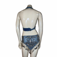 Load image into Gallery viewer, Ocean Blue Sequins and Beaded Belly Dance Set
