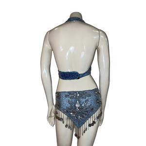 Ocean Blue Sequins and Beaded Belly Dance Set